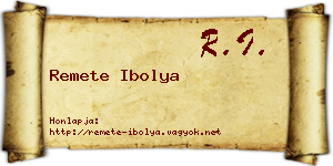 Remete Ibolya névjegykártya